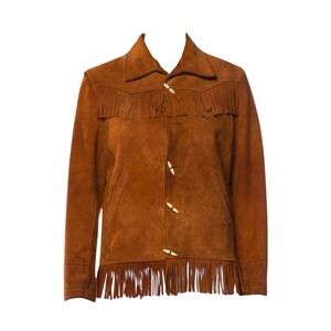 Vintage Productos Olvera, S.A. Bone-Style Toggle Closure Fringe Suede Jacket